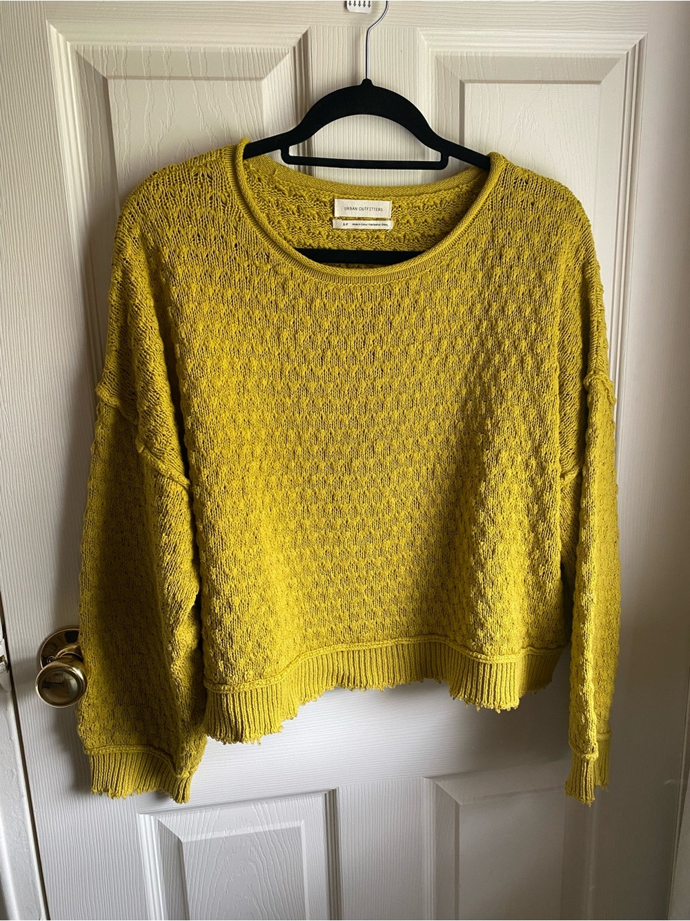 Urban Outfitters Mustard Yellow Textured Crewneck Sweater